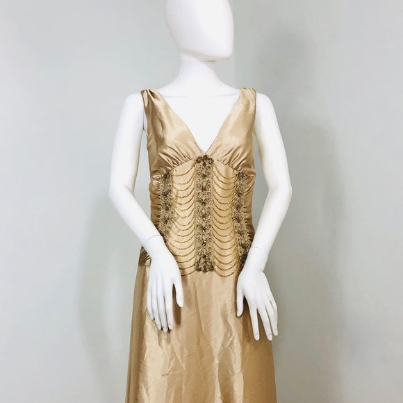 Vintage Jessica McClintock Gold Gown - ClosetBlues