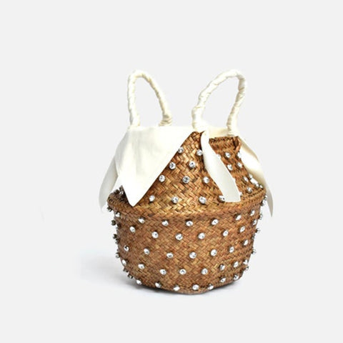 Pineapple Woven Straw Bucket Bag - ClosetBlues