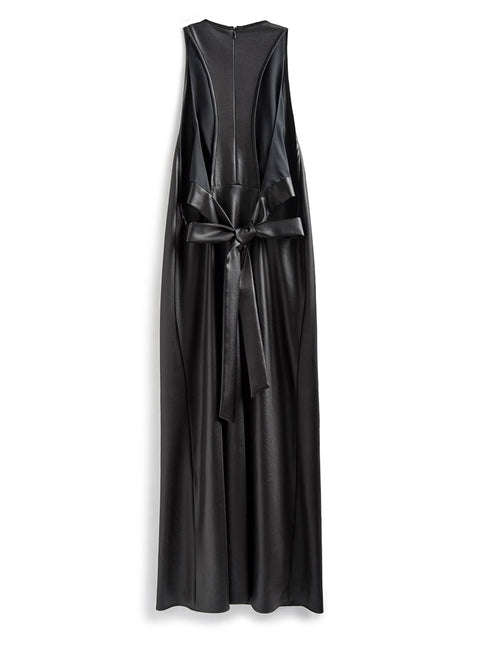 Silfy Long Vegan Leather Racerback Tank Dress - ClosetBlues