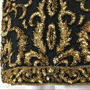 Vintage A. J. Bari Halter Black Gold Sequins Dress - ClosetBlues