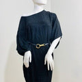 Vintage Frank Masandrea Silk black Dress with belt - ClosetBlues