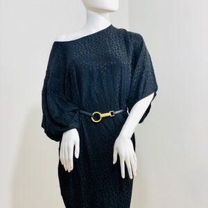 Vintage Frank Masandrea Silk black Dress with belt - ClosetBlues