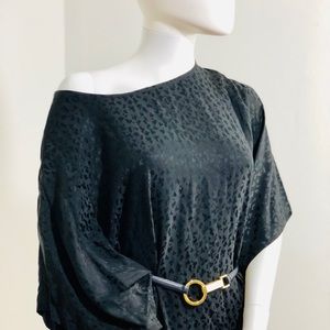 Vintage Frank Masandrea Silk black Dress with belt - ClosetBlues