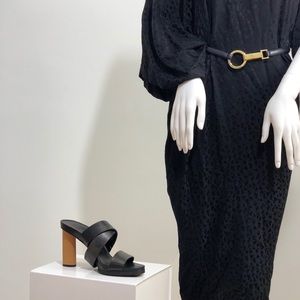 Vintage Frank Masandrea Silk black Dress with belt - ClosetBlues