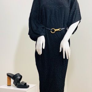 Vintage Frank Masandrea Silk black Dress with belt - ClosetBlues