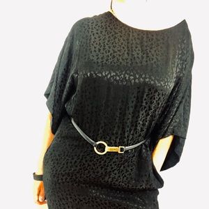 Vintage Frank Masandrea Silk black Dress with belt - ClosetBlues
