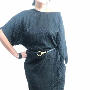 Vintage Frank Masandrea Silk black Dress with belt - ClosetBlues
