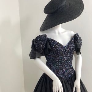 Vintage Mike Benet full circle sequins Black Gown - ClosetBlues
