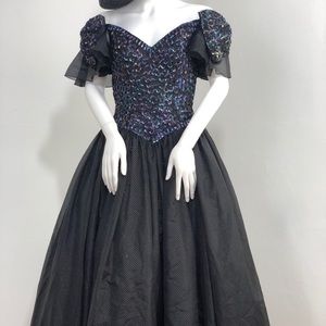 Vintage Mike Benet full circle sequins Black Gown - ClosetBlues