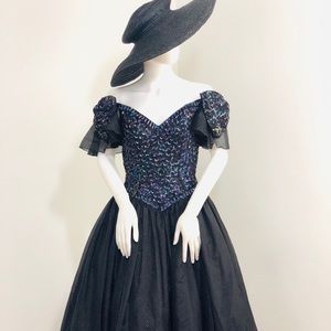 Vintage Mike Benet full circle sequins Black Gown - ClosetBlues