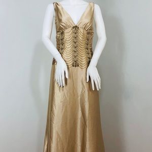 Vintage Jessica McClintock Gold Gown - ClosetBlues
